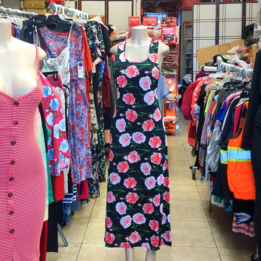 JINSEMINGXIA BLACK FLORAL DRESS XL